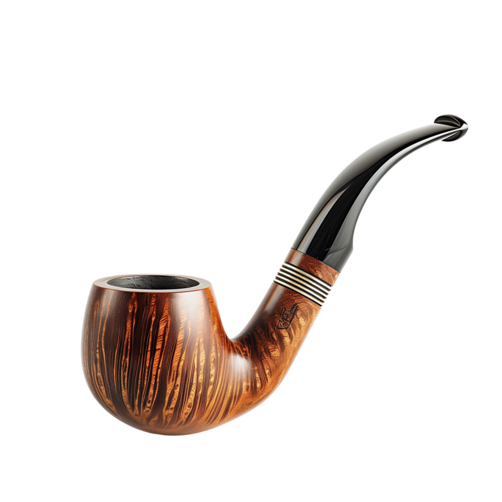 An elegant smoking pipe, isolated on a transparent background png