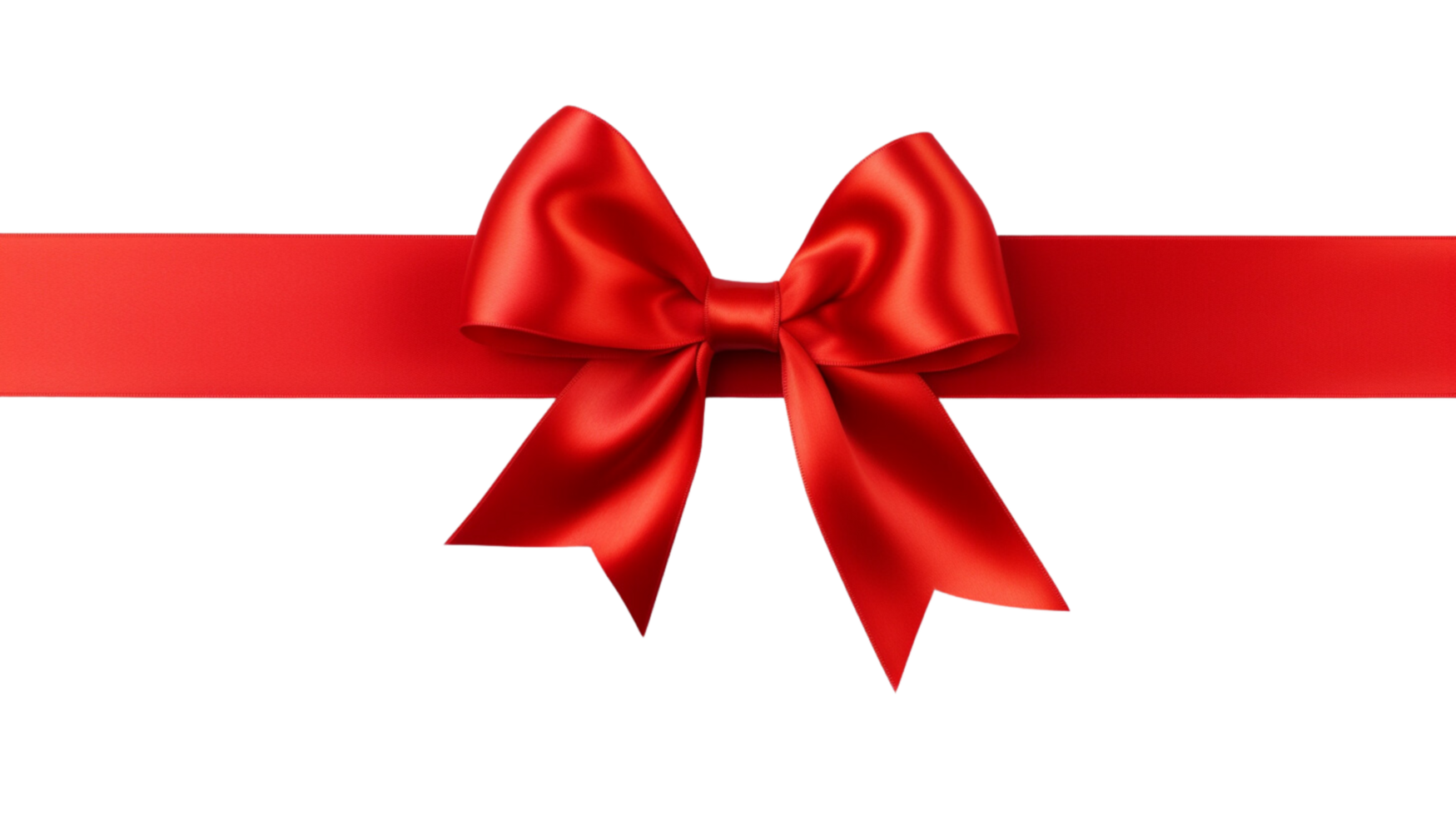 Red ribbon and bow with gold photorealistic high quality isolated on a transparent background png
