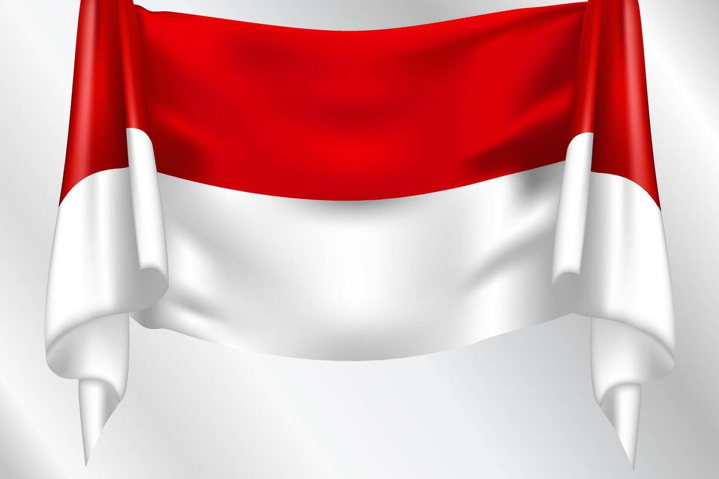 red, white silk realistic flag of Indonesia vector