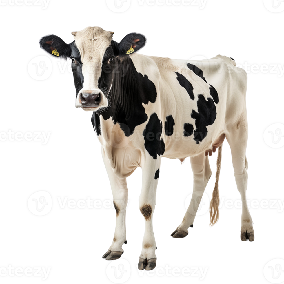 A cow standing calmly isolated on a transparent background png