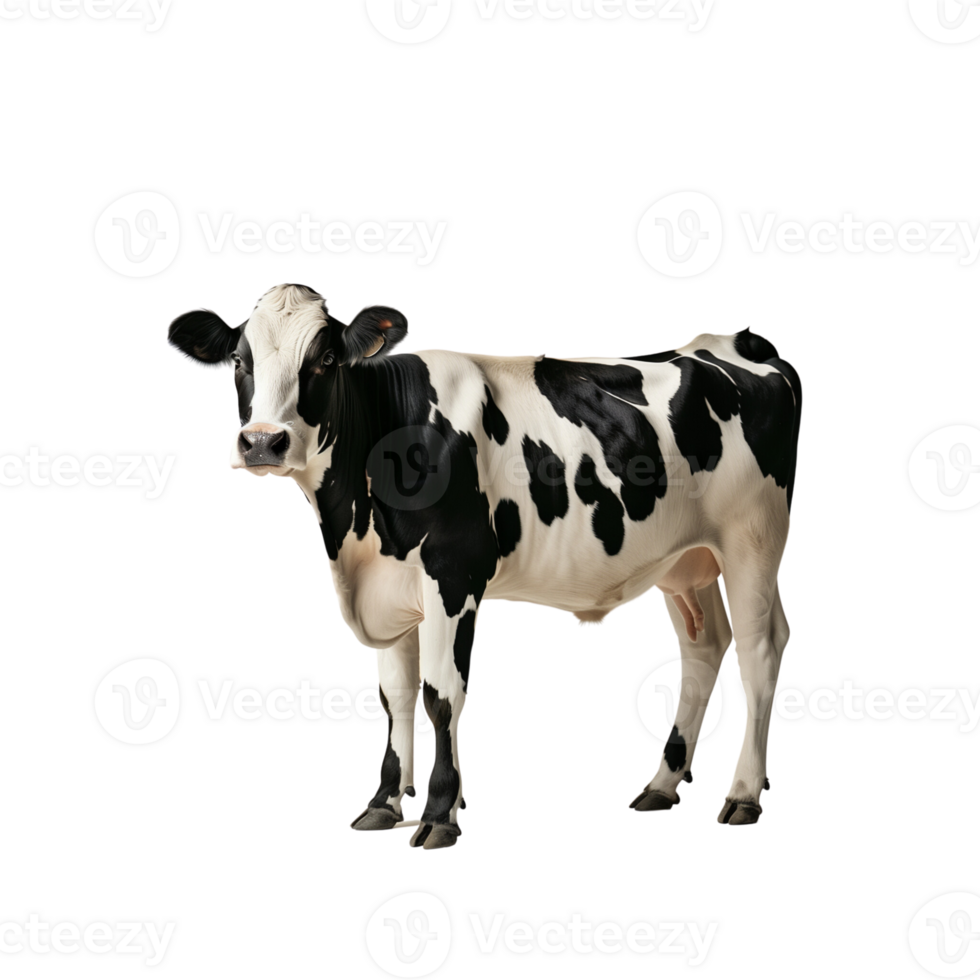 A cow standing calmly isolated on a transparent background png