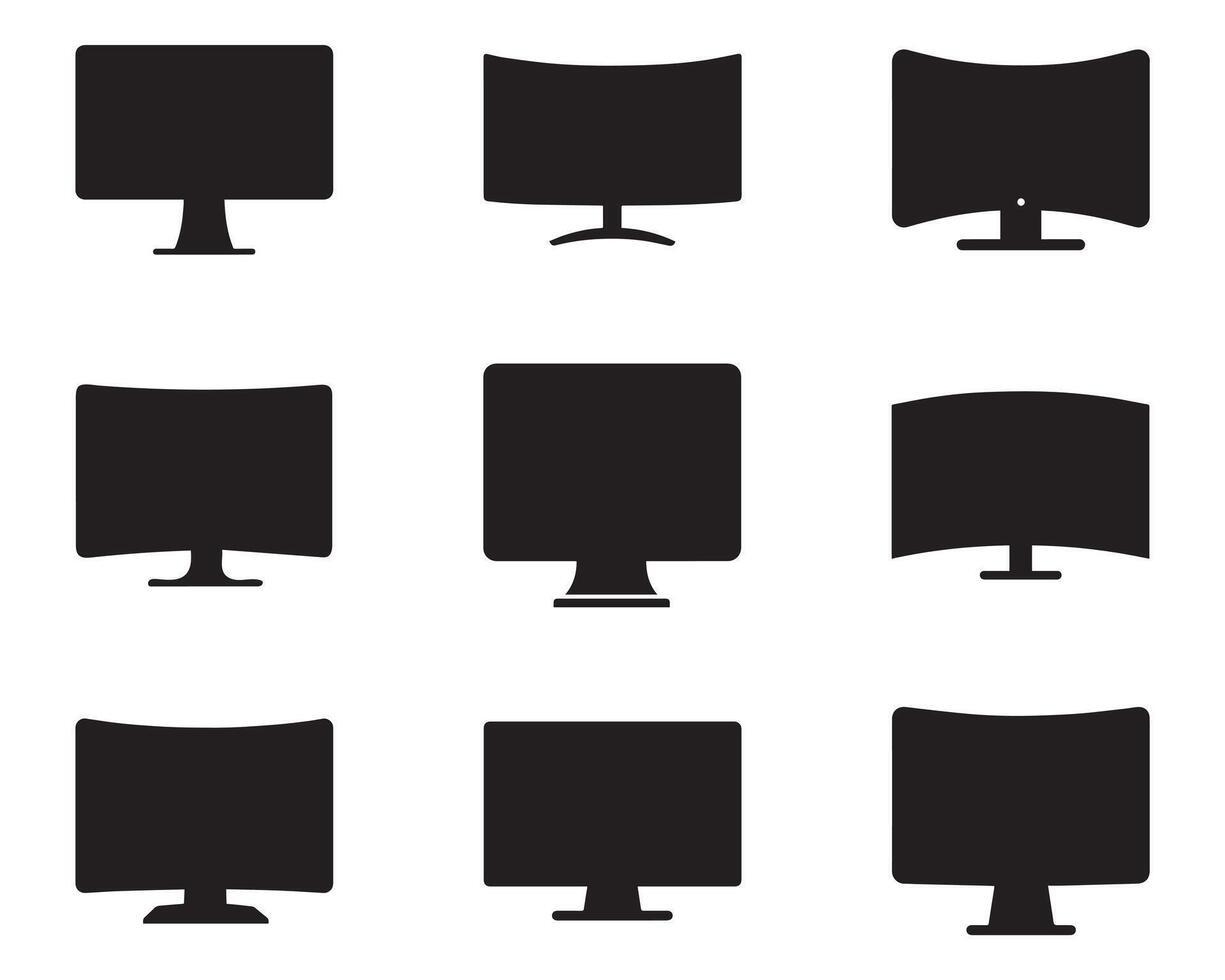 Monitor curved display black icon screen electronic computer design. vector