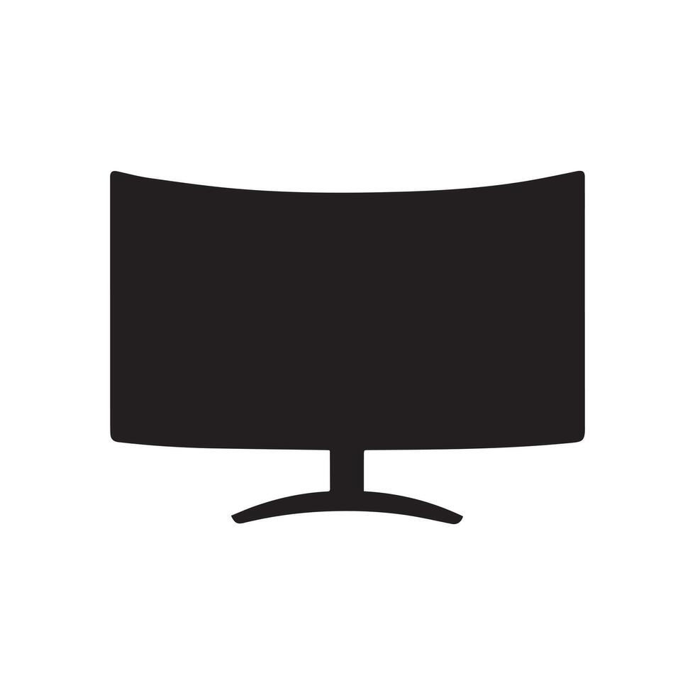 Monitor curved display black icon screen electronic computer design. vector