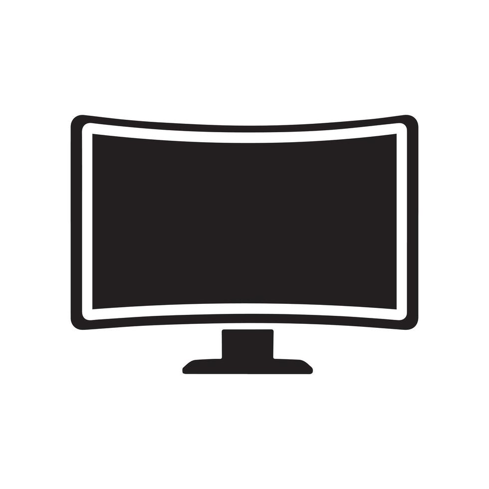 Monitor curved display black icon screen electronic computer design. vector