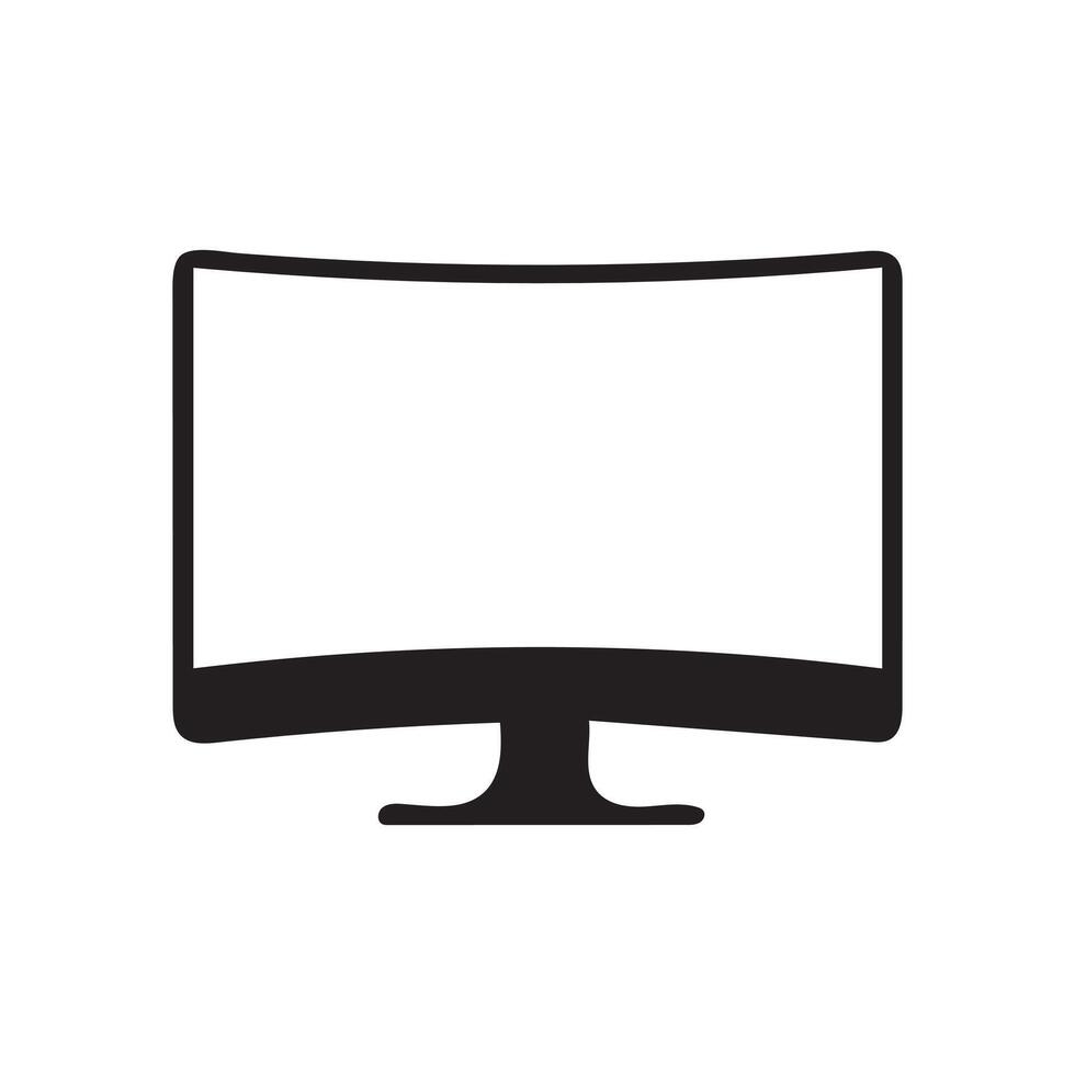 Monitor curved display black icon screen electronic computer design. vector