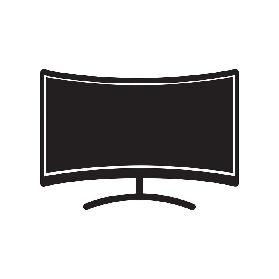 Monitor curved display black icon screen electronic computer design. vector