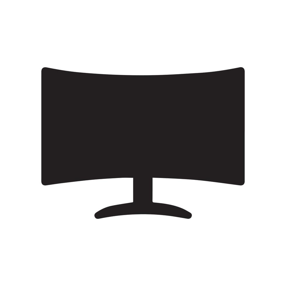 Monitor curved display black icon screen electronic computer design. vector