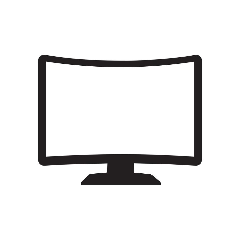 Monitor curved display black icon screen electronic computer design. vector