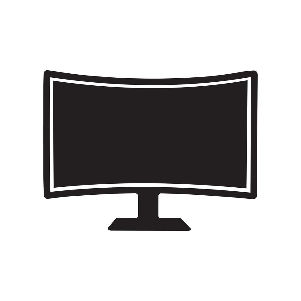 Monitor curved display black icon screen electronic computer design. vector