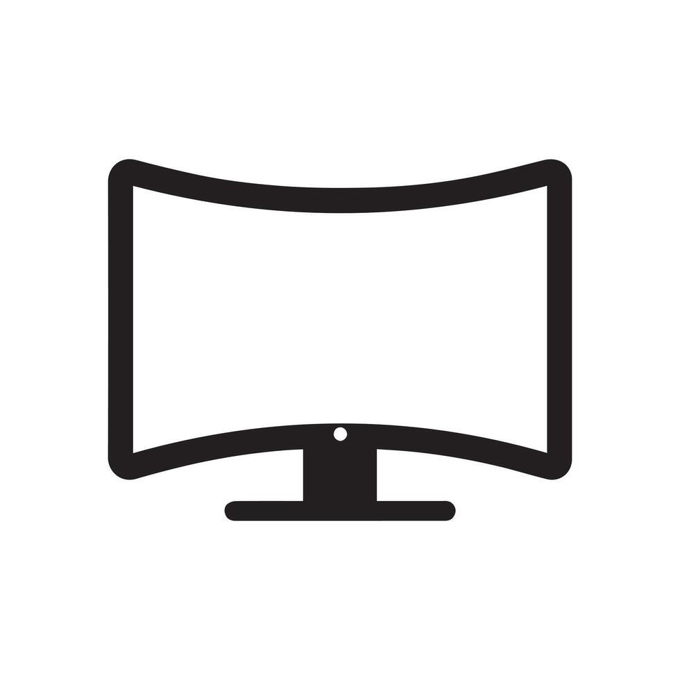 Monitor curved display black icon screen electronic computer design. vector