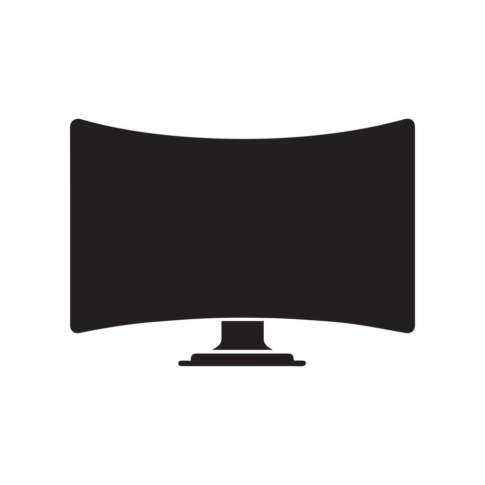 Monitor curved display black icon screen electronic computer design. vector
