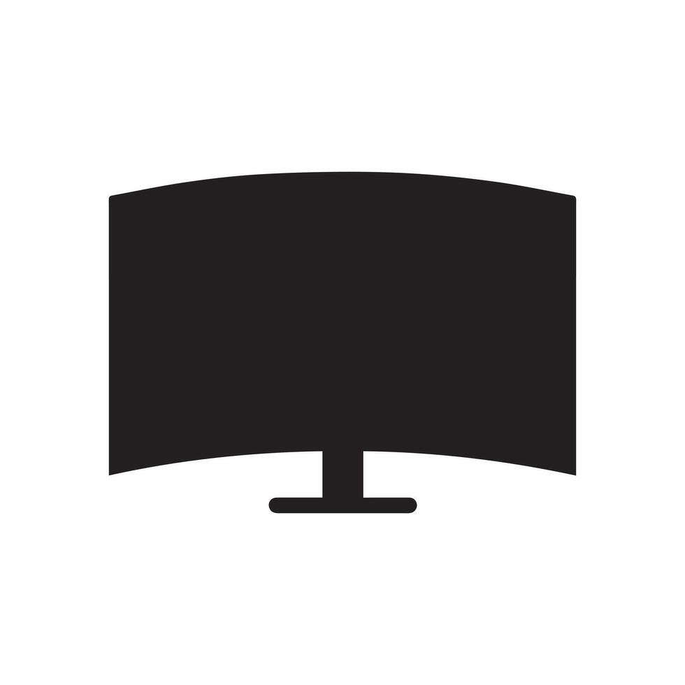 Monitor curved display black icon screen electronic computer design. vector