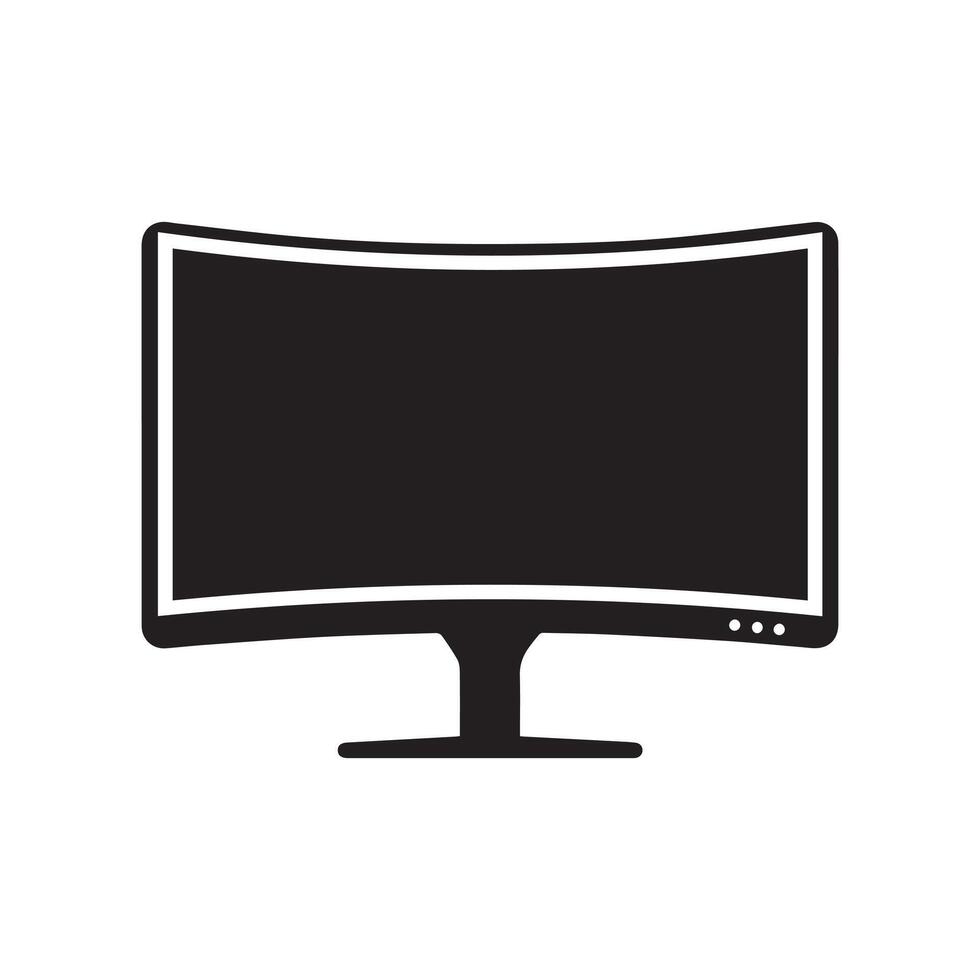 Monitor curved display black icon screen electronic computer design. vector