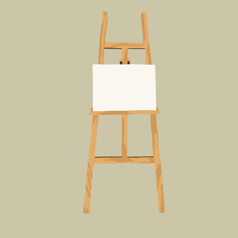 Illustration of easel with white canvas. vector