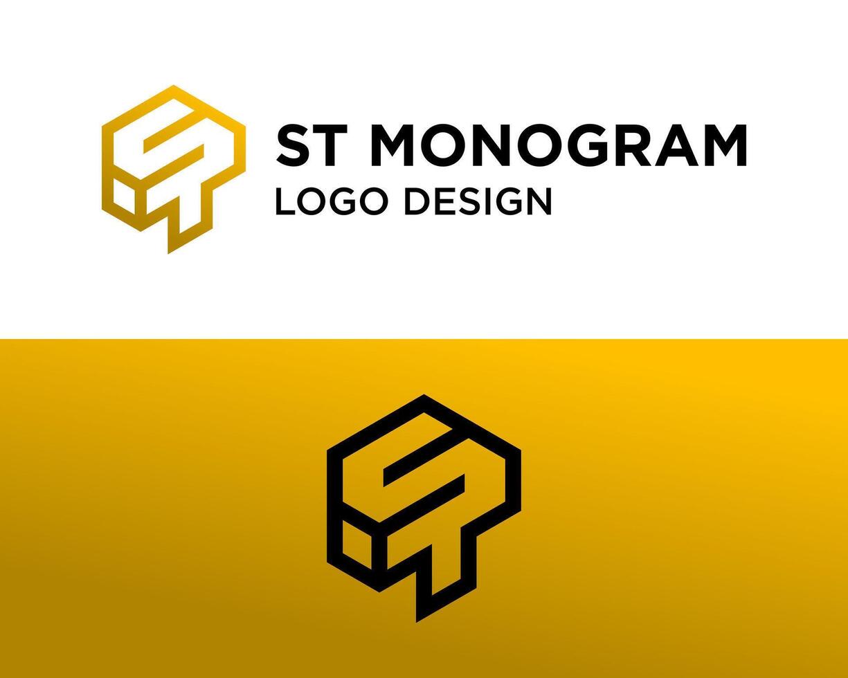 Logo design about geometric monogram ST letters. vector