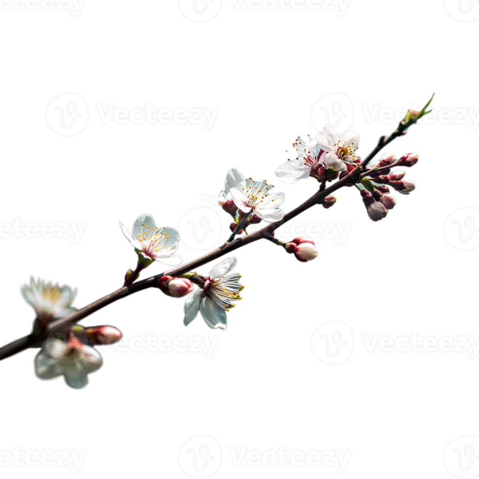 A white flower branch with a few flowers on it png