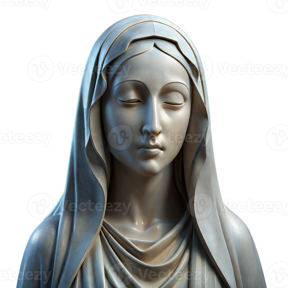 A statue of a woman with a veil on her head png