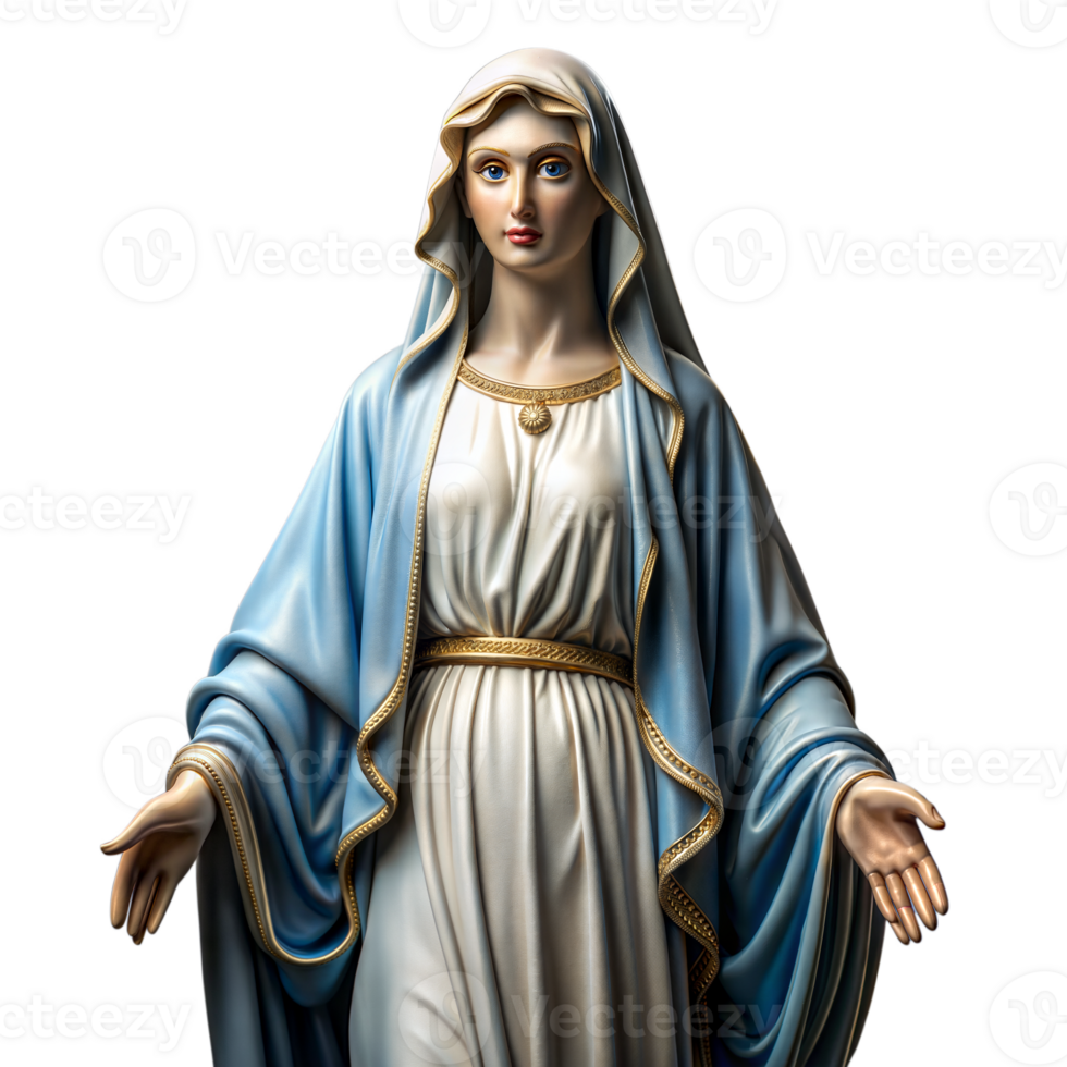 A woman in a blue robe with a white veil png