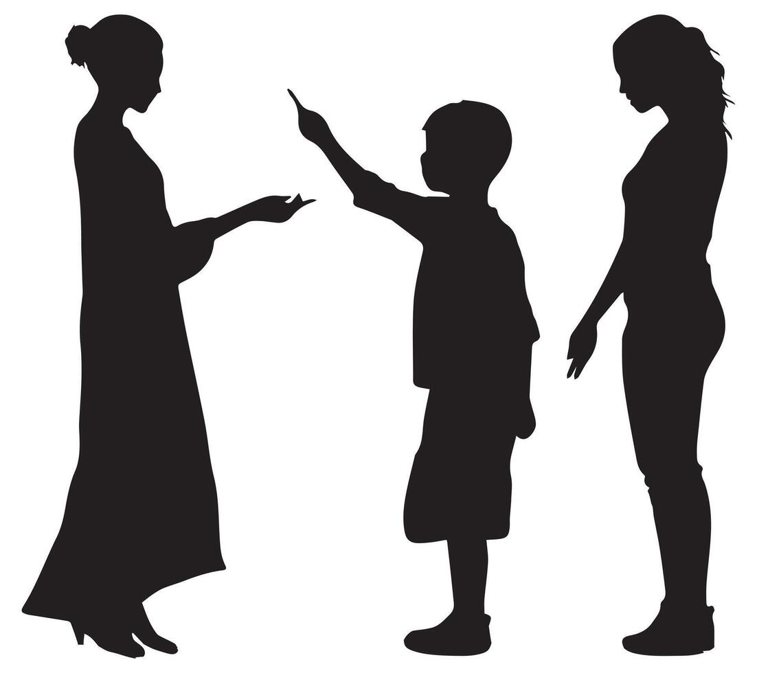 black silhouette mom and son playing pro design vector