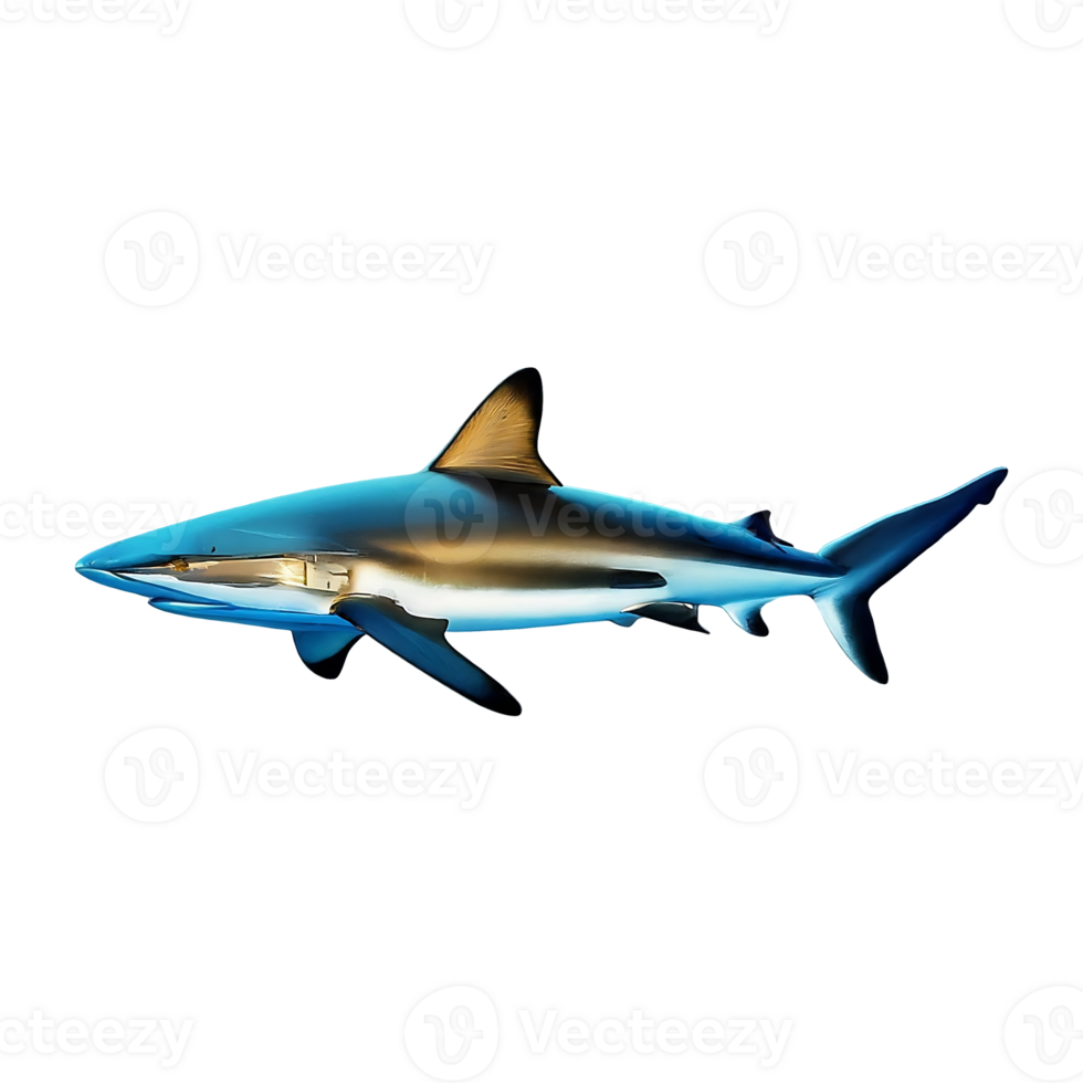 grey reef shark on transparent background png