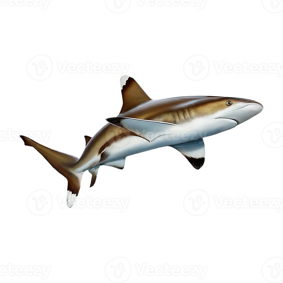 silvertip shark on transparent background highly detailed png