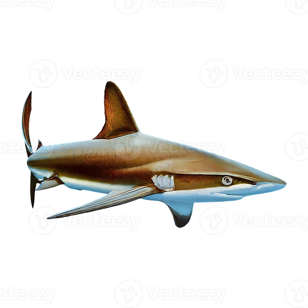 silky shark on transparent background highly detailed png