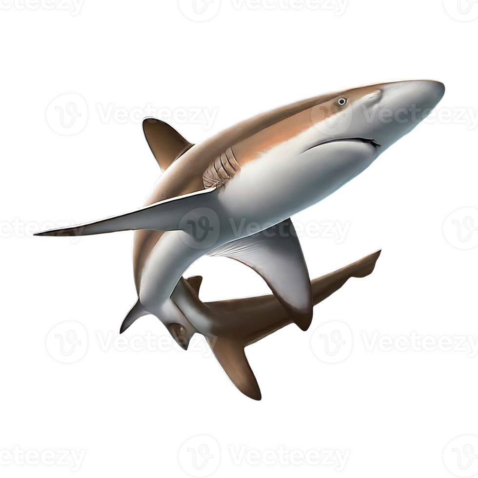 silky shark on transparent background highly detailed png