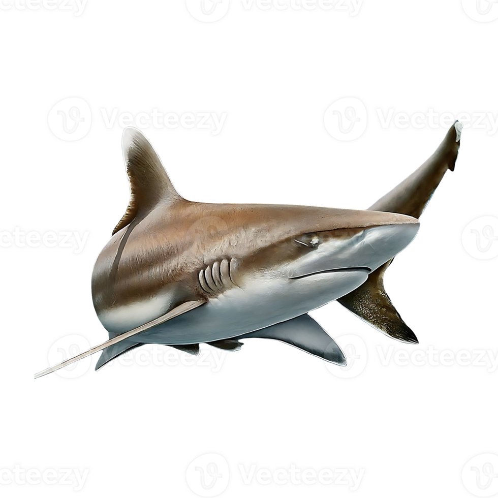 silvertip shark on transparent background highly detailed png