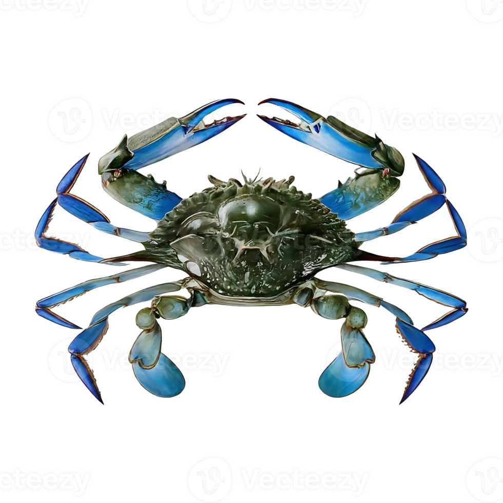 blue crab on transparent background highly detailed png