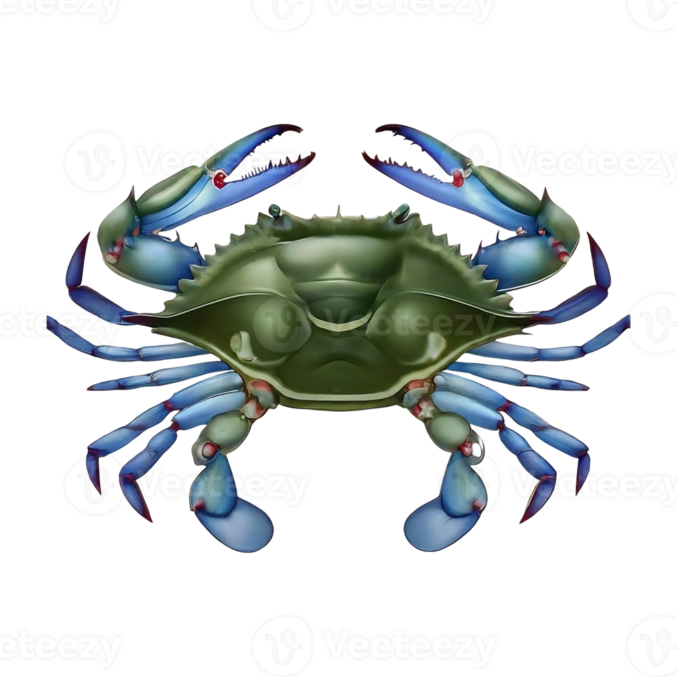 blue crab on transparent background highly detailed png