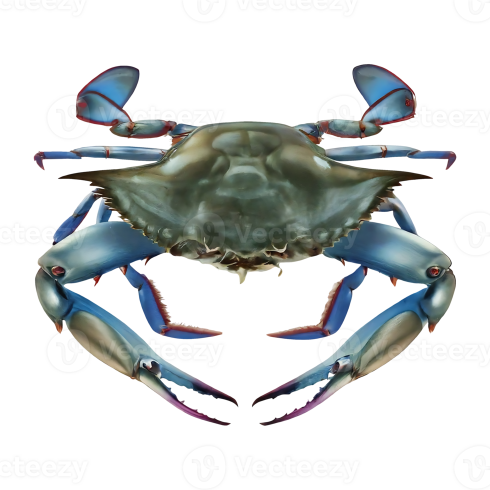 blue crab on transparent background highly detailed png