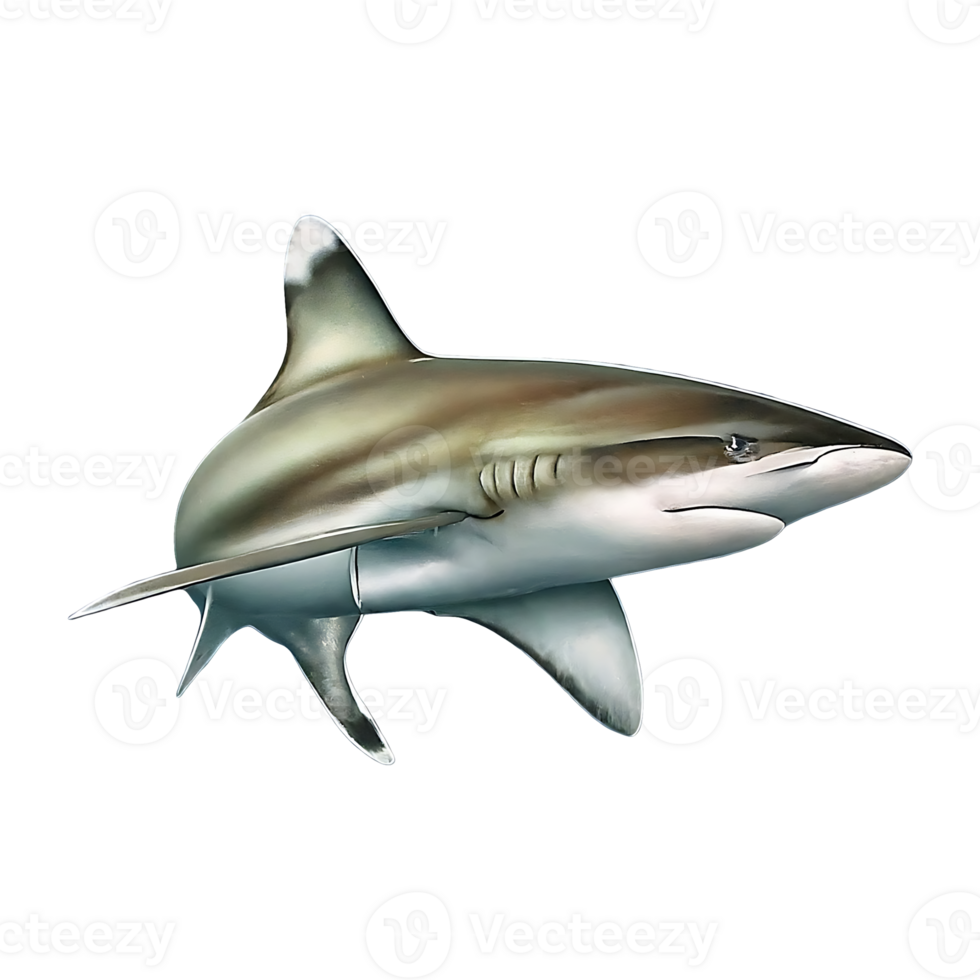 silvertip shark on transparent background highly detailed png