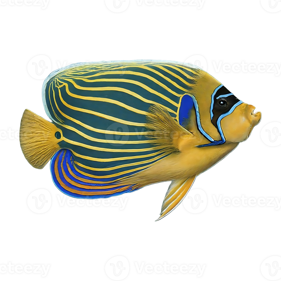juvenile emperor angelfish on transparent background png