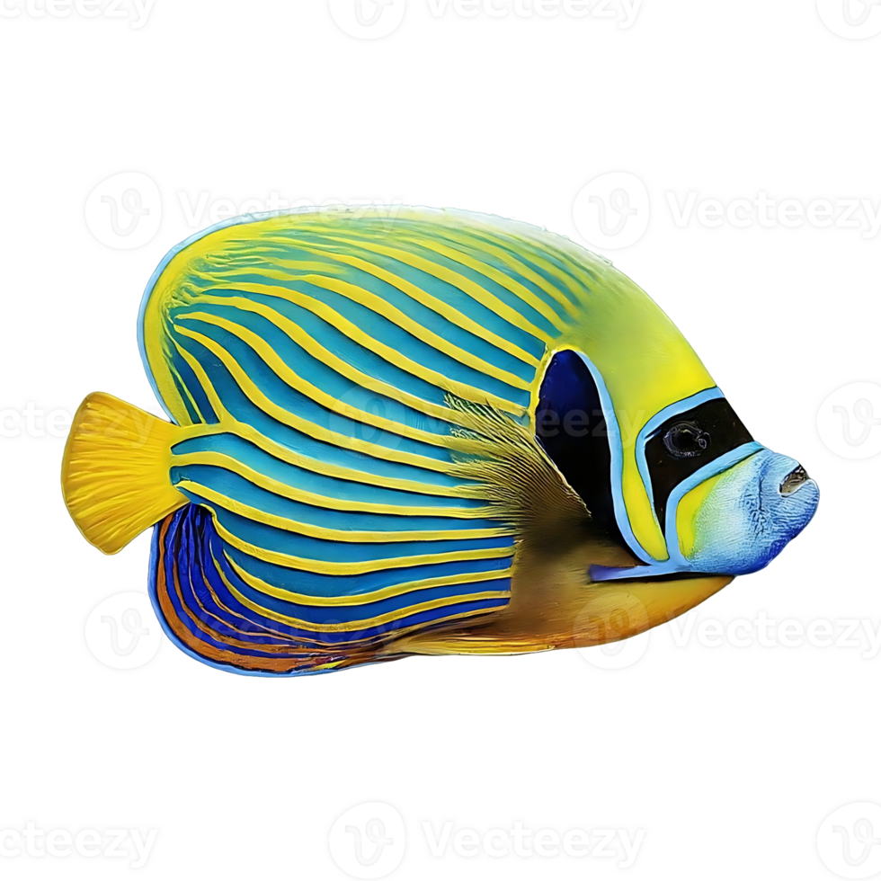 juvenile emperor angelfish on transparent background png
