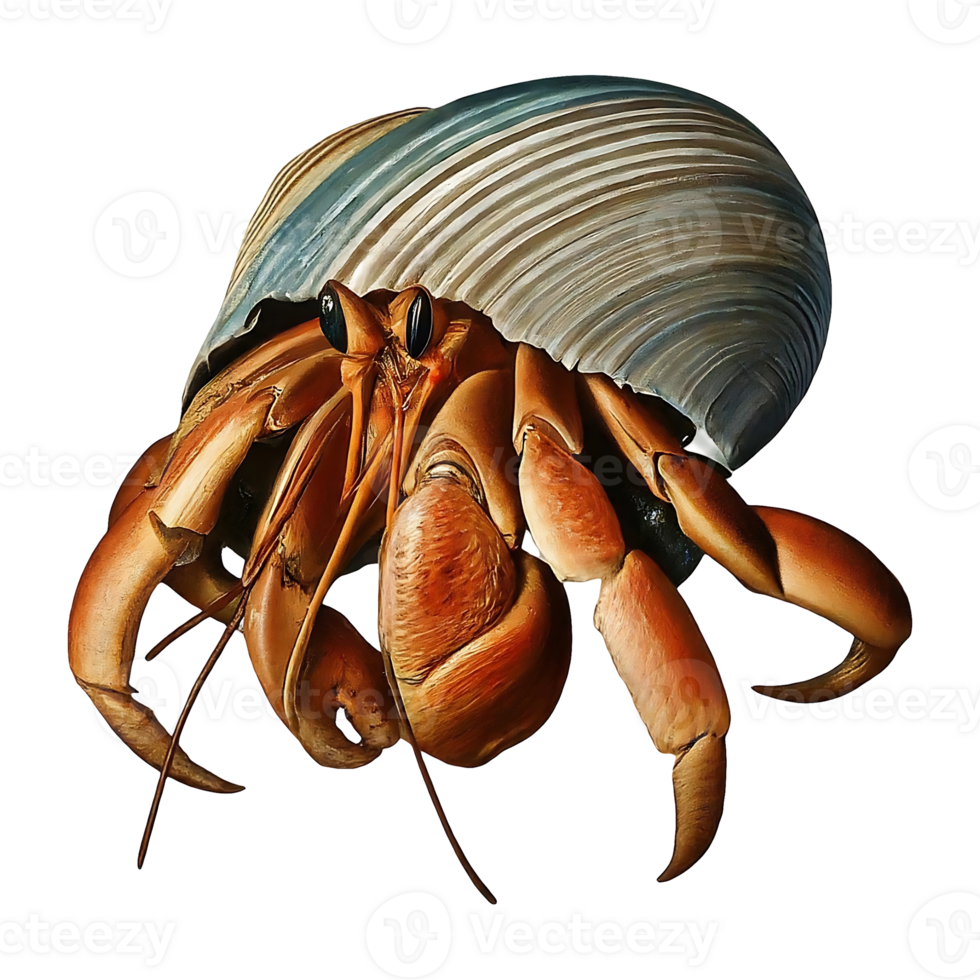 hermit crab on transparent background highly detailed png
