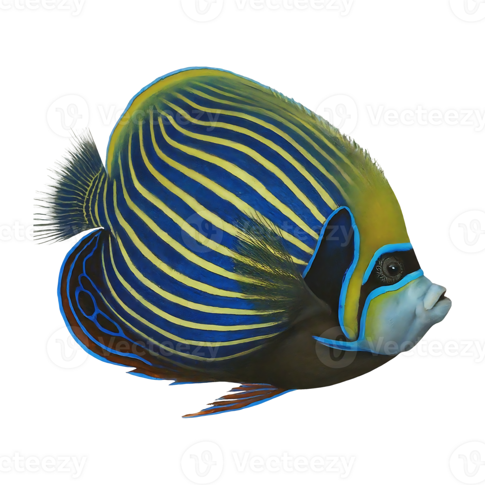 juvenile emperor angelfish on transparent background png