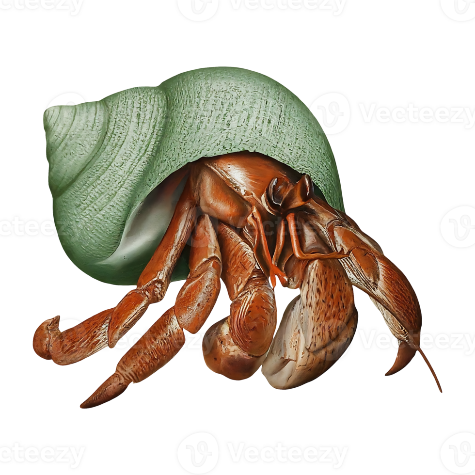 hermit crab on transparent background highly detailed png