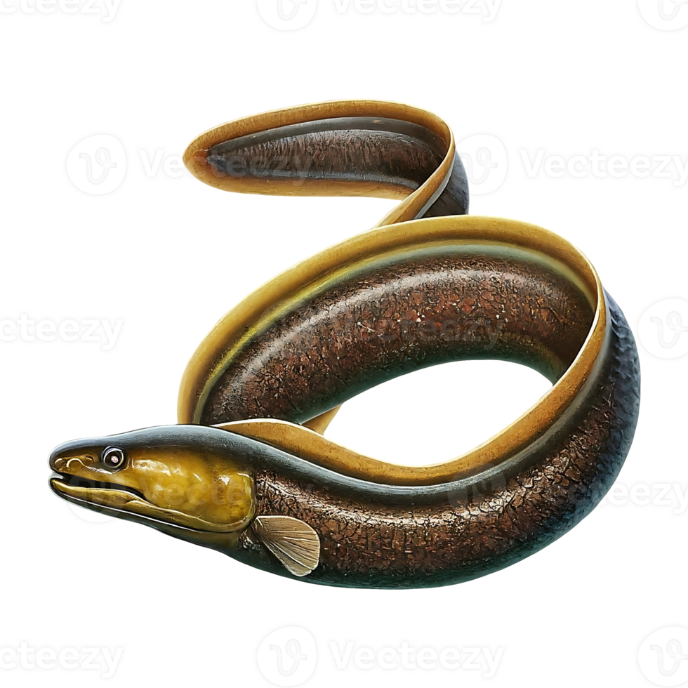 murena eel on transparent background highly detailed png