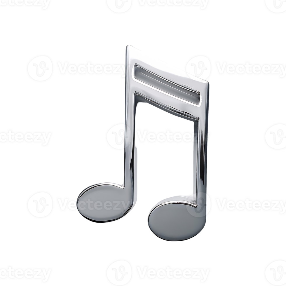 Beamed Music Note Silver Symbol isolated on transparent background png
