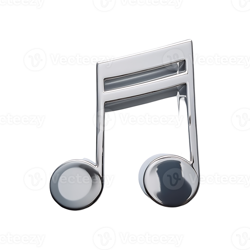 Beamed Music Note Silver Symbol isolated on transparent background png