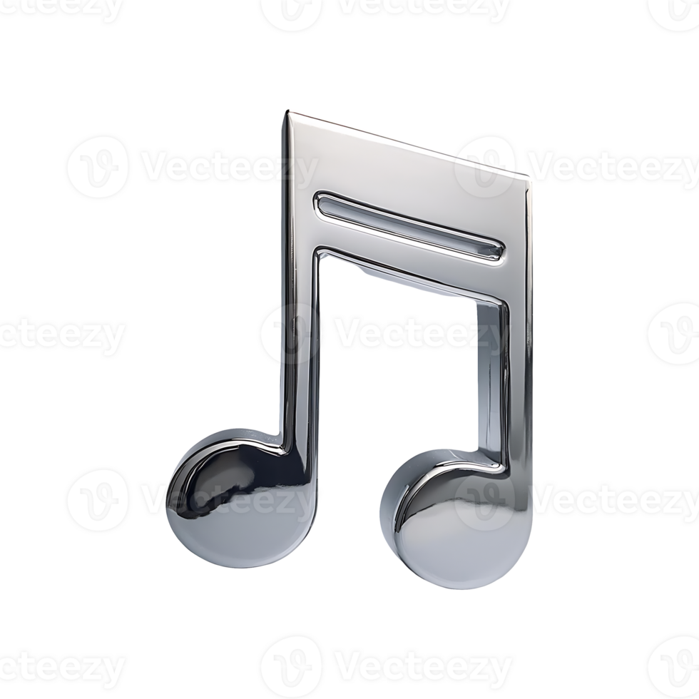 Beamed Music Note Silver Symbol isolated on transparent background png