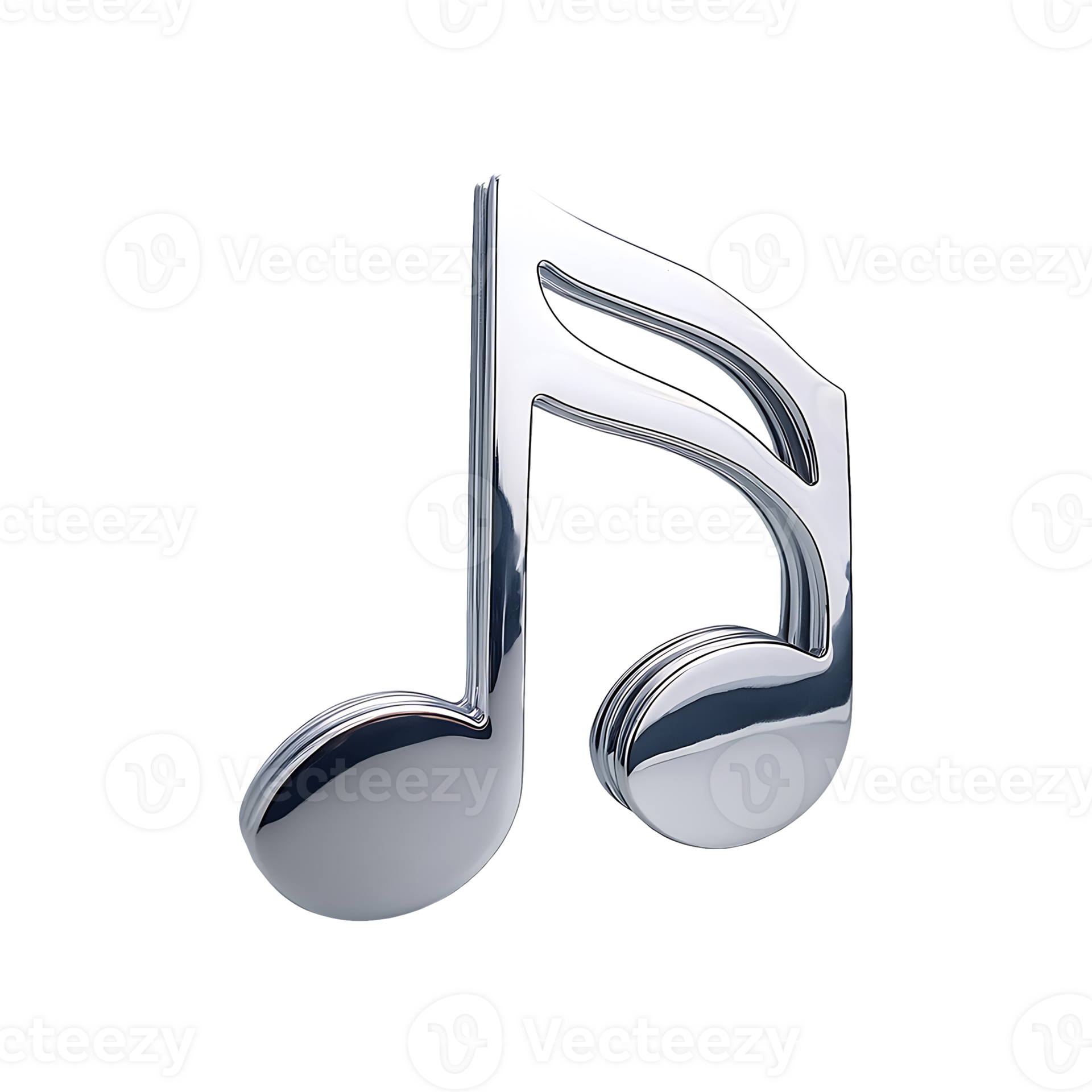 Beamed Music Note Silver Symbol isolated on transparent background ...