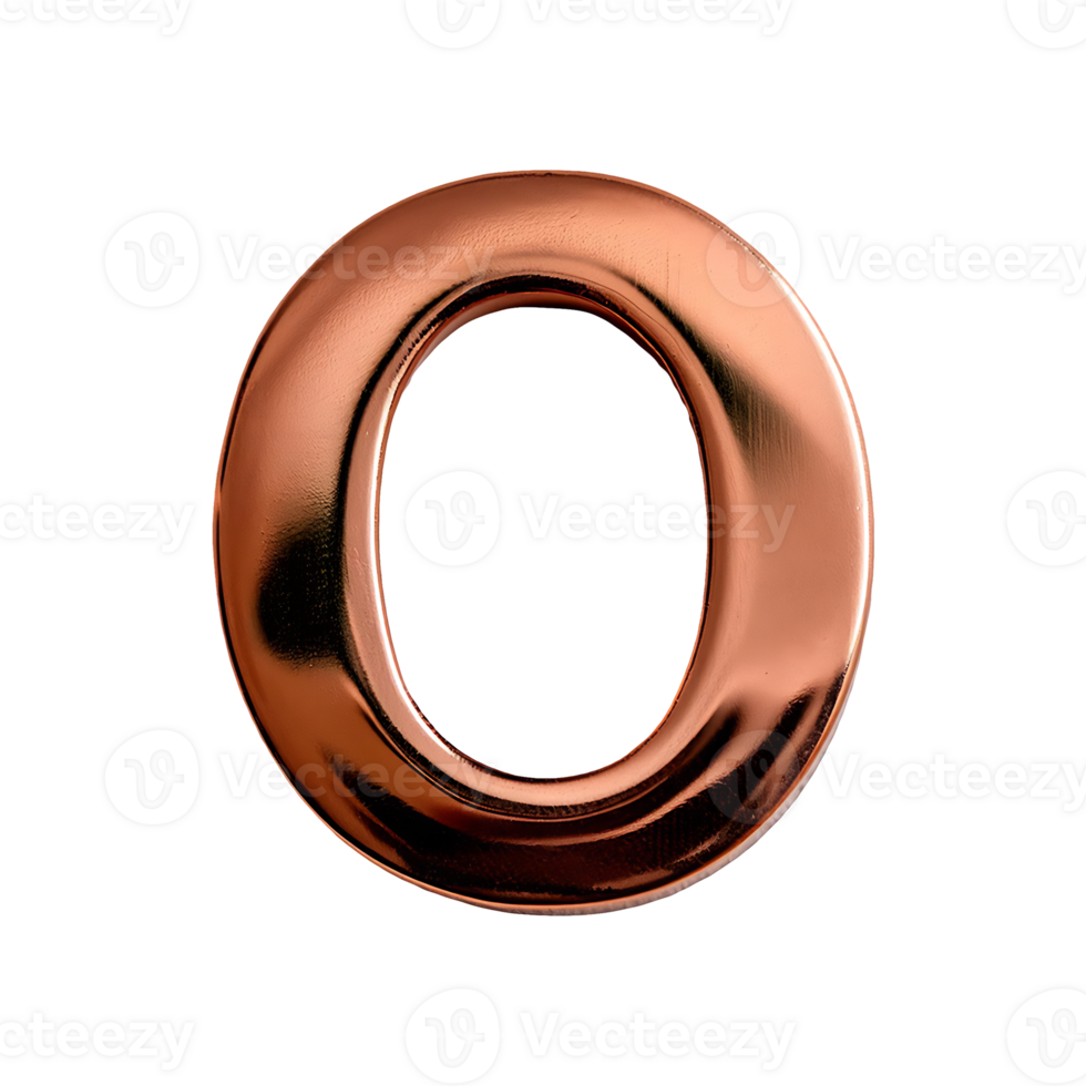 Copper Outline Letter O Symbol isolated on transparent background png