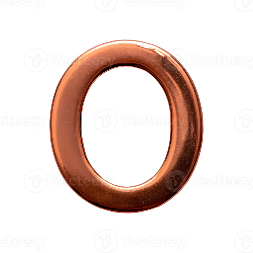 Copper Outline Letter O Symbol isolated on transparent background png