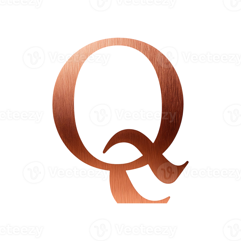 Copper Outline Letter Q Symbol isolated on transparent background png