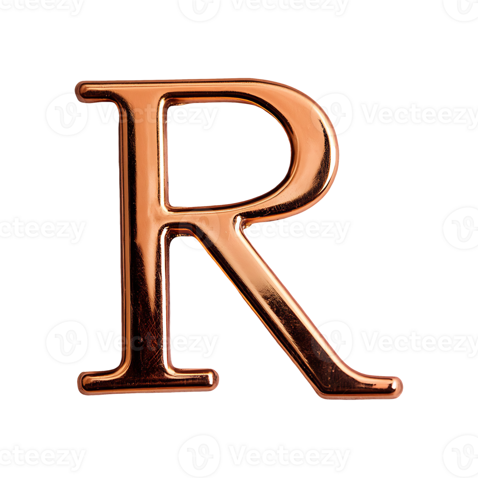 Copper Outline Letter R Symbol isolated on transparent background png