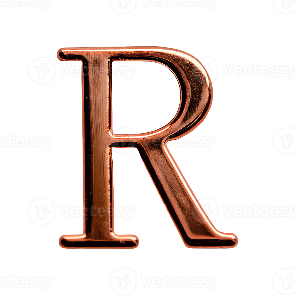 Copper Outline Letter R Symbol isolated on transparent background png