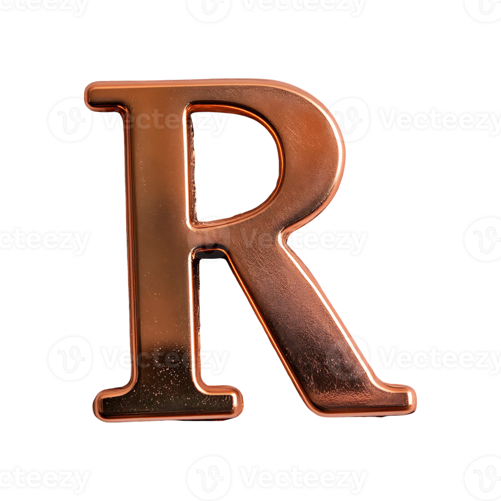 Copper Outline Letter R Symbol isolated on transparent background png