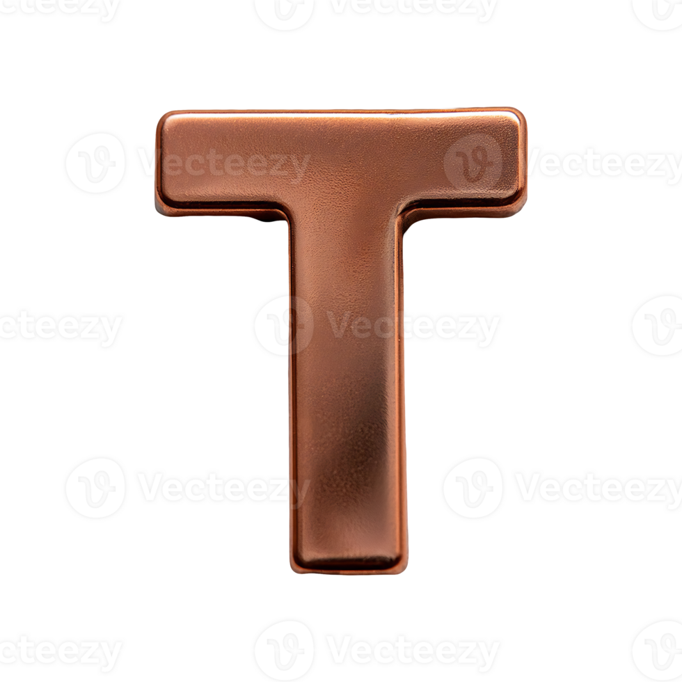 Copper Outline Letter T Symbol isolated on transparent background png