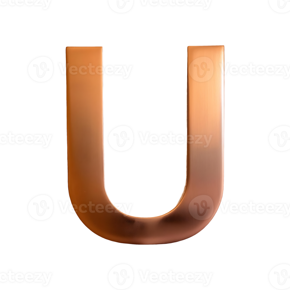 Copper Outline Letter U Symbol isolated on transparent background png